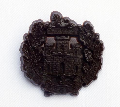 WW2 Essex Reg maker marked plastic economy Badge.