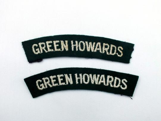 Matching Pair of Green Howards Shoulder Titles