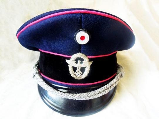 Third Reich Officer Feuerschutzpolizei Visor Cap