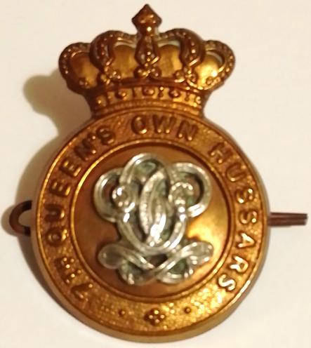 Victorian 7th Queens Own Hussars Bi-metal Cap Badge