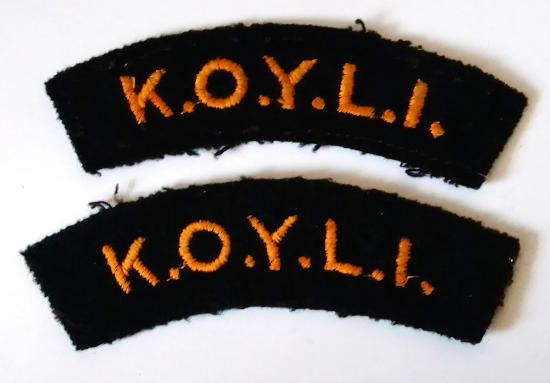 Matching Pair of K.O.Y.L.I Cloth Shoulder Insignia