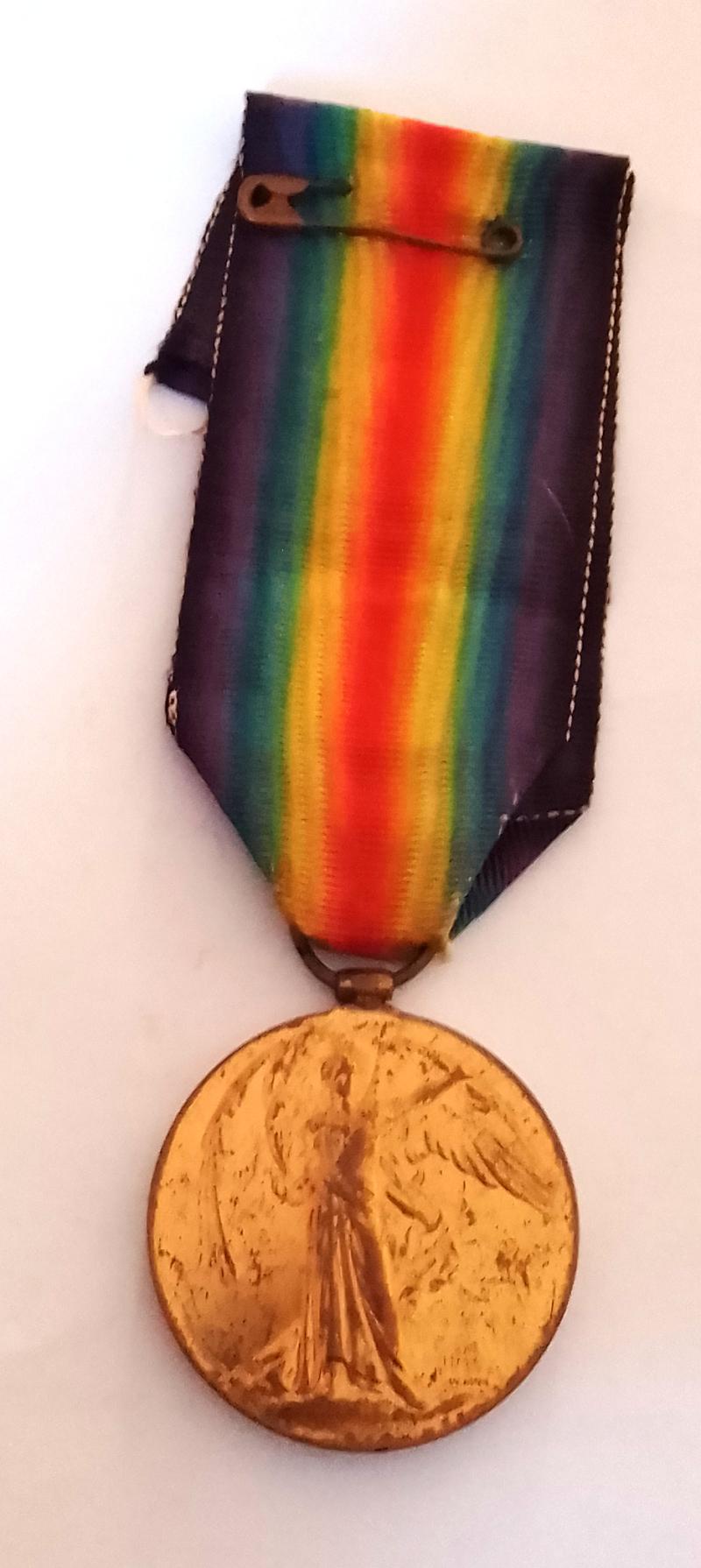 WW1 Victory medal to the Highland light infantry with research Documentation