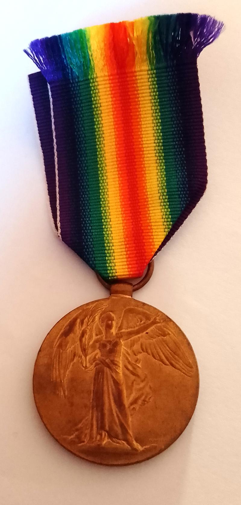 WW1 Victory medal to the Highland light infantry with research Documentation