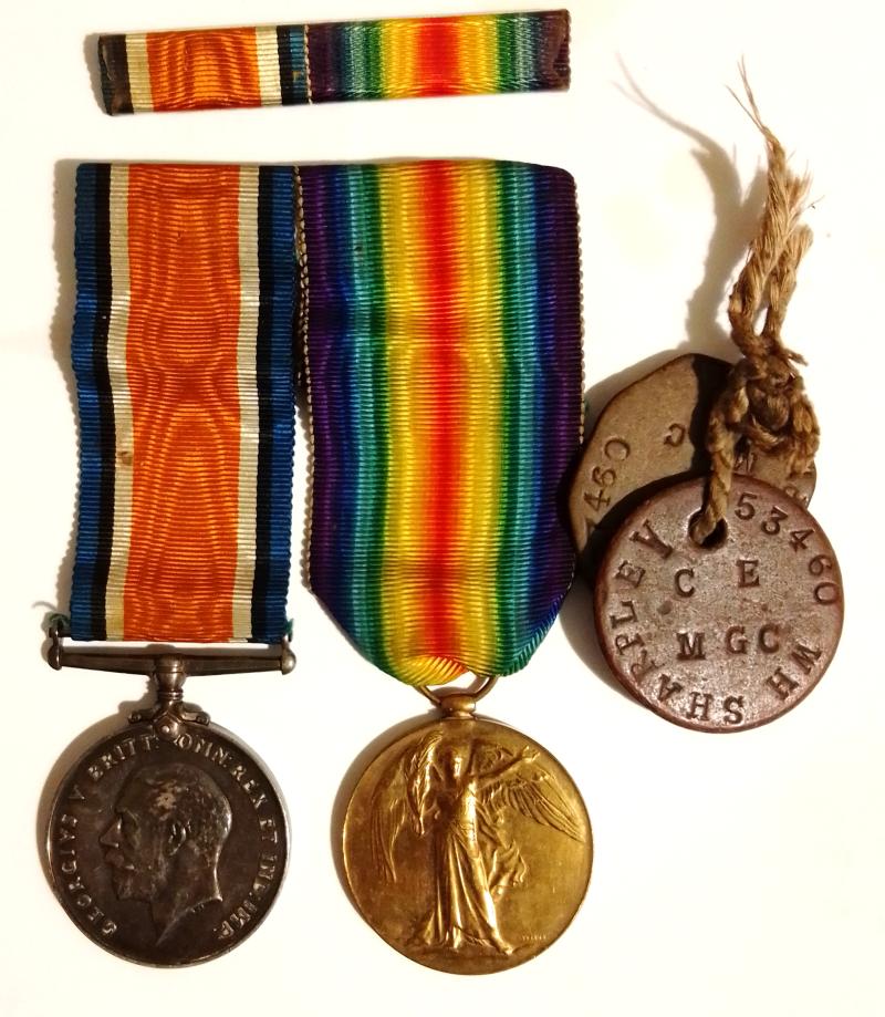 WW1 Swing Mounted Medal Pair, Weatherproof Medal Bar & Fibre I.D Tags