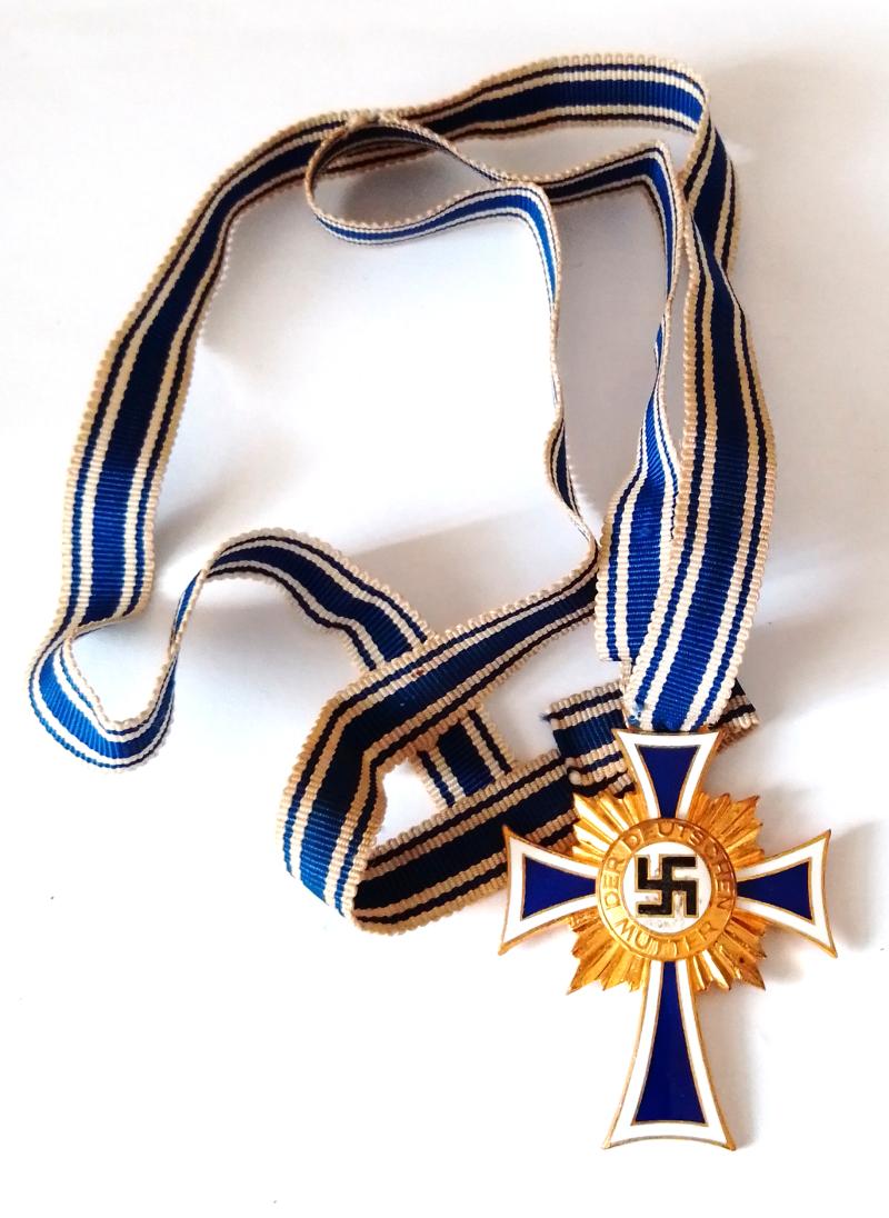 Third Reich Mothers Cross in Gold with Ribbon