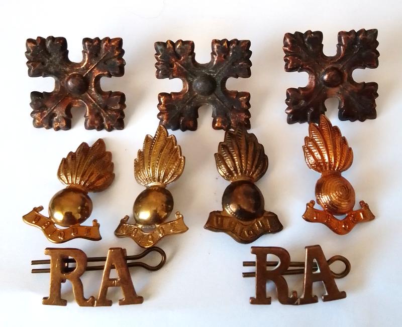 WW1 Royal Artillery Collar & Shoulder Titles etc