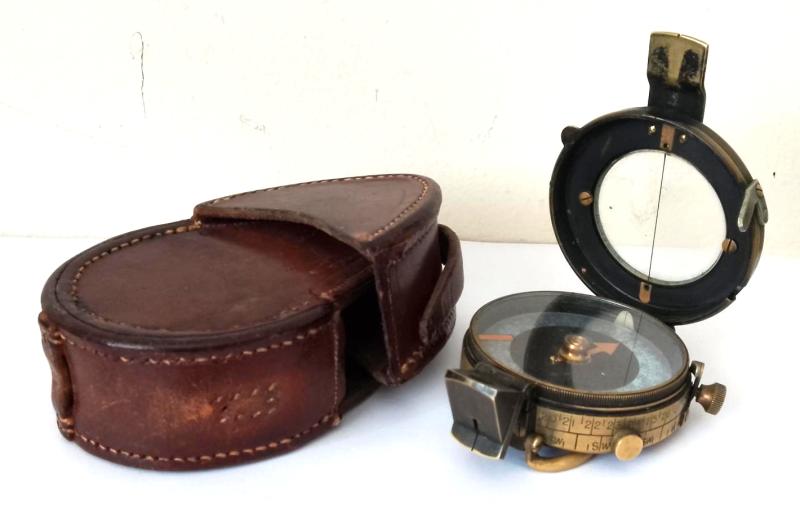 WW1 British Officers Field Compass & Leather Case of Issue